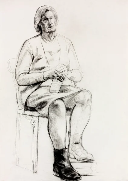 Woman sitting sketch — Stock Photo, Image