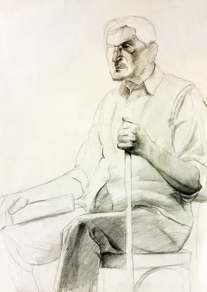 Hombre mayor dibujo — Foto de Stock