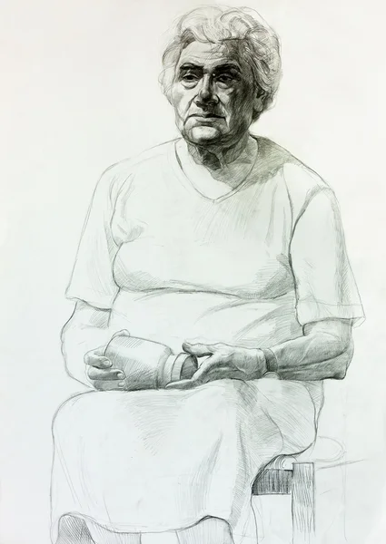 Drawing of a senior woman — Stock Photo, Image