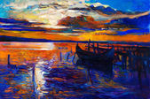 Картина, постер, плакат, фотообои "ocean and sunset", артикул 34197395
