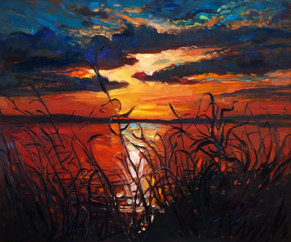Sjön på sunset — Stockfoto