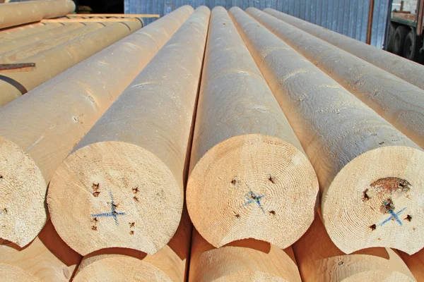 The round calibrated building bar from a tree — Stock Photo, Image