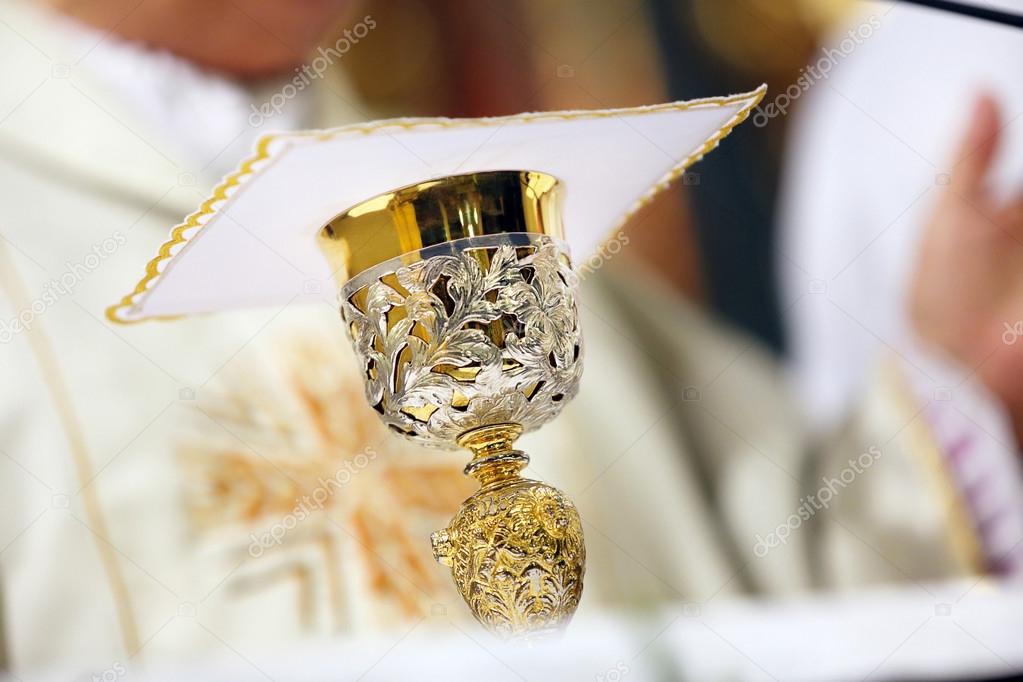 Chalice on the altar during the mass