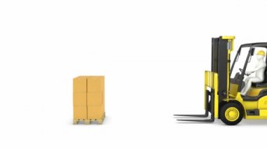 Sarı çatal kaldırma kamyonu asansörler yukarı paketleri