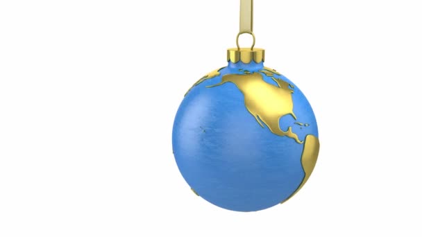 Bola de Navidad en forma de globo o planeta — Vídeos de Stock