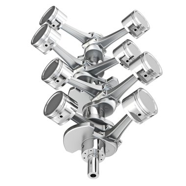 üzerinde bir krank mili V8 motor piston