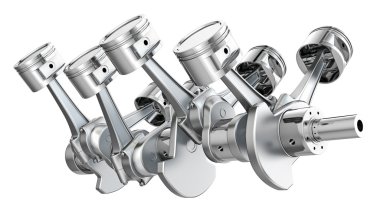 üzerinde bir krank mili V8 motor piston