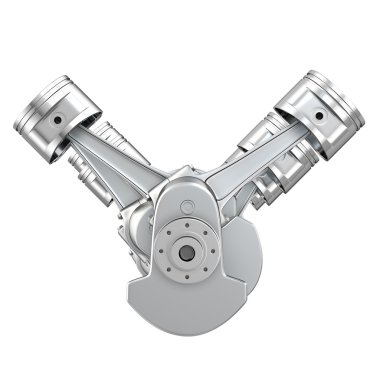 V8 motor piston üzerinde bir krank, ön görünüm