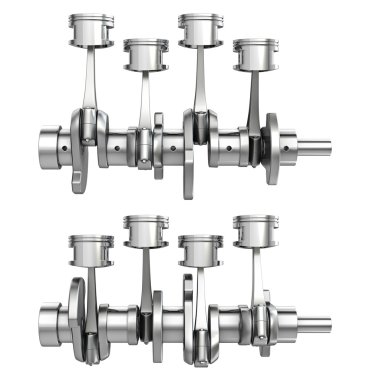 krank mili, iki pozisyon üzerinde motor piston