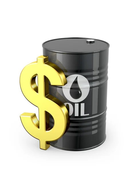 Barrel of oil and dollar sign — Stock Photo, Image