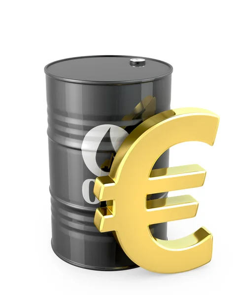 Barrel of oil and euro sign — Stock Photo, Image