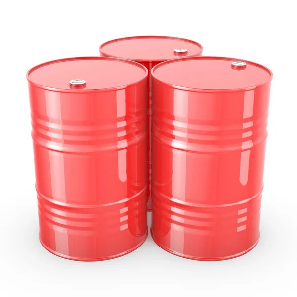 Three red barrels — Stock Photo, Image