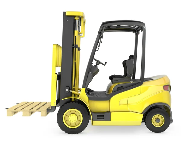 Carrello elevatore giallo, con pallet — Foto Stock