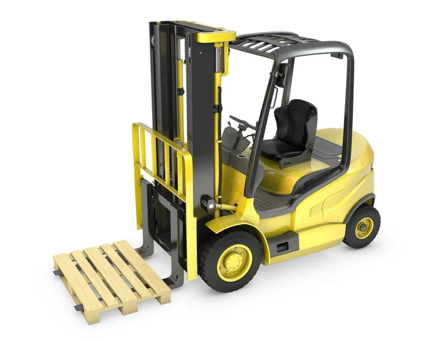 Carrello elevatore giallo, con pallet — Foto Stock