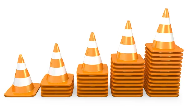 Gráfico de crecimiento de conos de tráfico —  Fotos de Stock