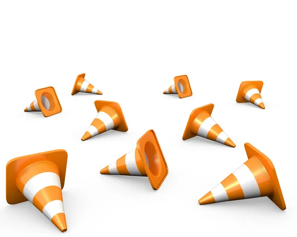 Gran grupo de conos de tráfico — Foto de Stock
