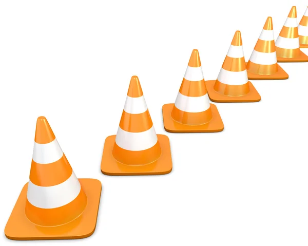 Linha diagonal de cones de tráfego — Fotografia de Stock