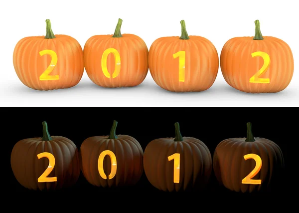 2012 text carved on pumpkin jack lantern — Stock Photo, Image