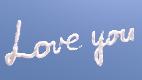 Love you text in sky