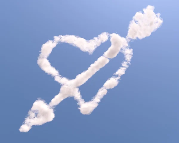 Σύννεφο σε σχήμα καρδιάς με βέλος — Φωτογραφία Αρχείου