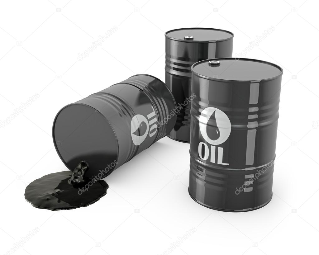 Three barrels and spilled oil