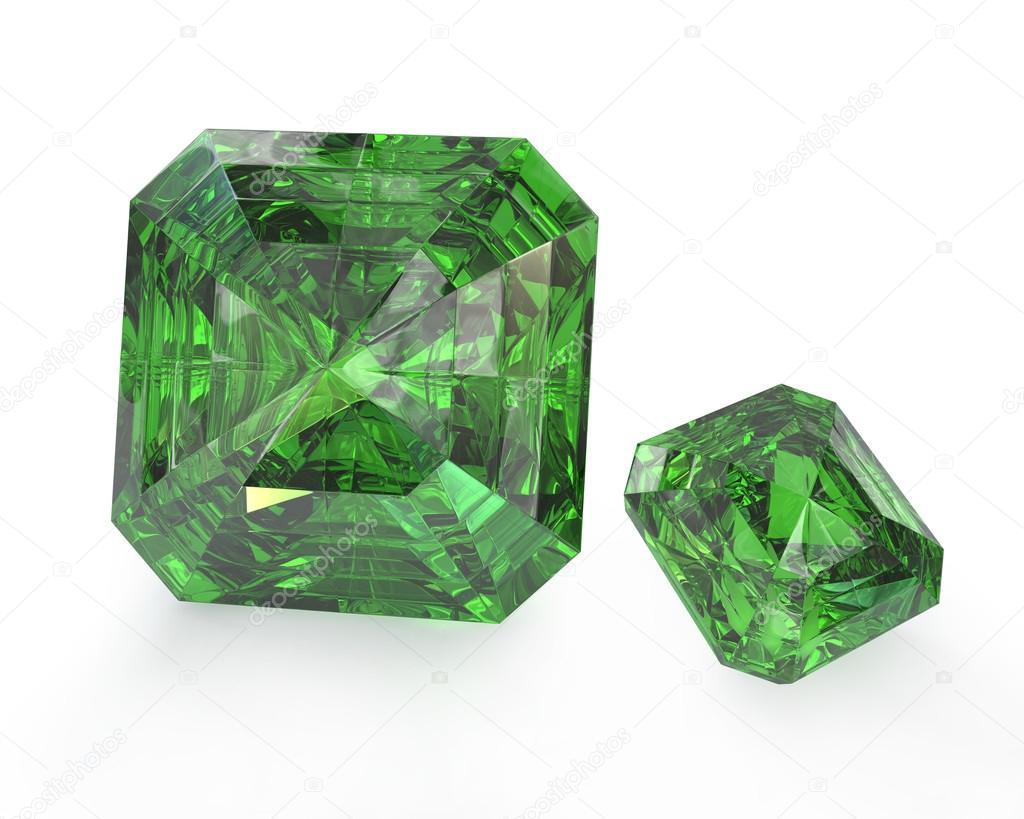 Two green emeralds