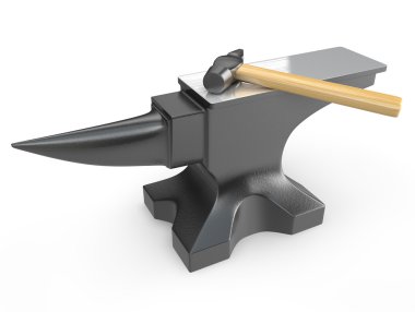 üzerinde metal bir örs çekiç