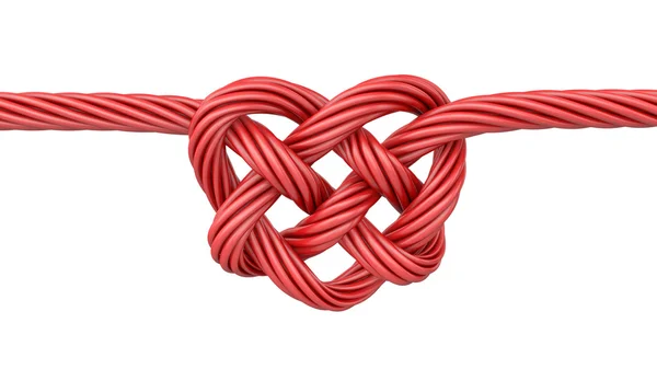 Noeud rouge en forme de coeur — Photo