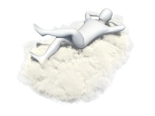 Abstract white man relaxing on a cloud Stock Picture