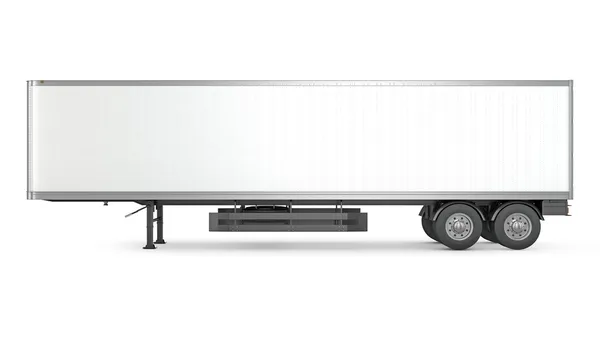 Blank white parked semi trailer, side view — Stock Photo, Image