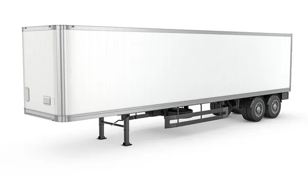 Blank white parked semi trailer — Stock Photo, Image