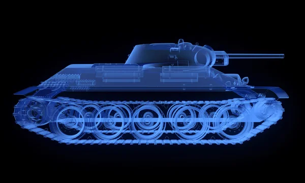 X-ray version of soviet t34 tank — Stock Photo, Image