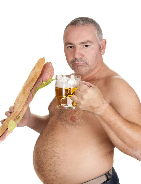 Man eating and drinking — Stock Photo, Image