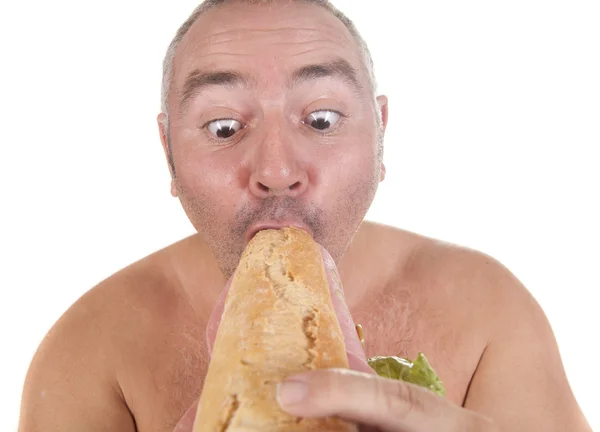 Τρώει μεγάλο σνακ — Φωτογραφία Αρχείου
