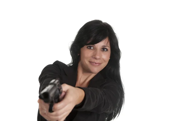 Pistole žena — Stock fotografie