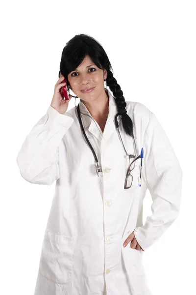 Γυναίκα γιατρό τηλέφωνο — Φωτογραφία Αρχείου