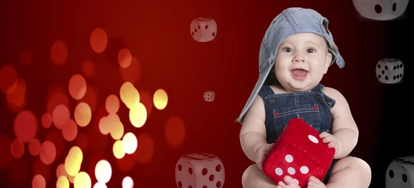 Dobbelstenen rode baby — Stockfoto