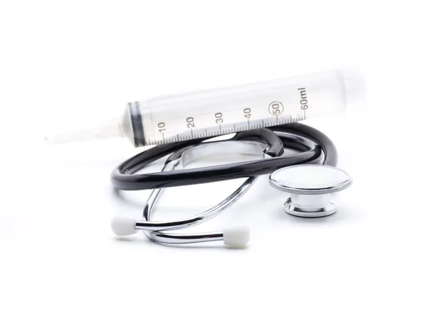 Stethoscope and injection — Stock Photo, Image
