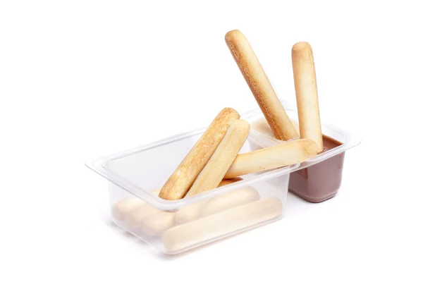Palitos de pan y crema — Foto de Stock