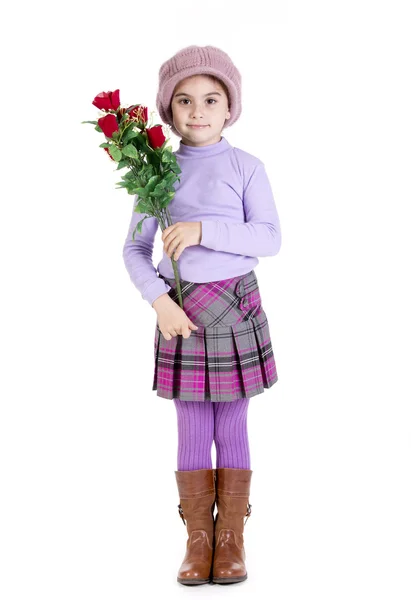 Girl roses — Stock Photo, Image