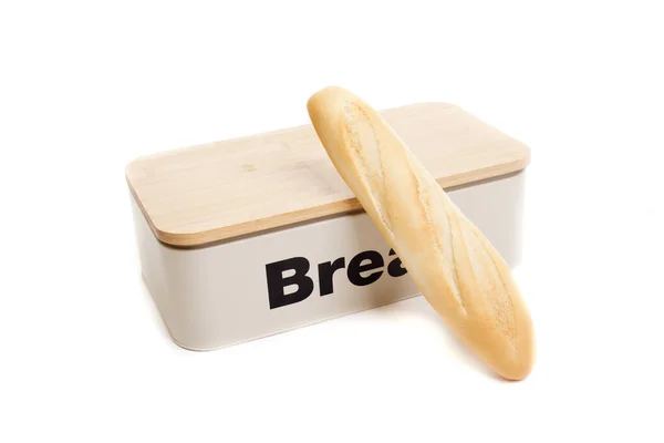 Metal Box Wooden Bread Boar — Stockfoto