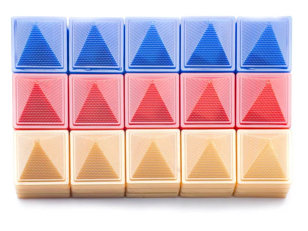 Διάφορες Χρωματιστές Πυραμίδες Που Δημιουργούν Αφηρημένα Σχήματα — Φωτογραφία Αρχείου