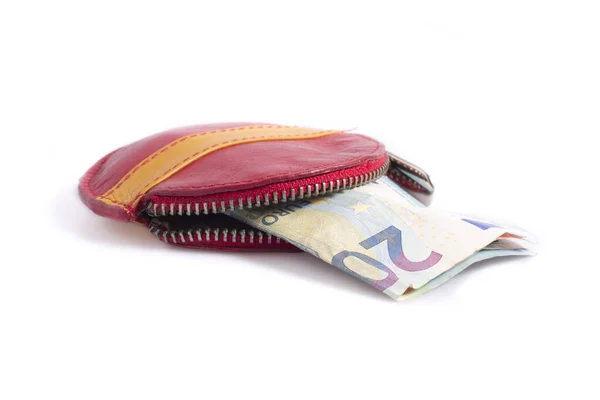 Leather Purse Flag Spain Various Banknotes — Stock Photo, Image