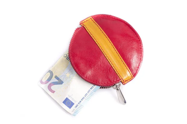 Leather Purse Flag Spain Various Banknotes — Stock Photo, Image