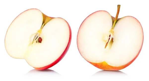Polovina Jablko Izolované Bílém Pozadí Výstřižkem Cesta — Stock fotografie