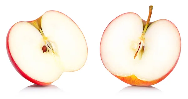 Polovina Jablko Izolované Bílém Pozadí Výstřižkem Cesta — Stock fotografie