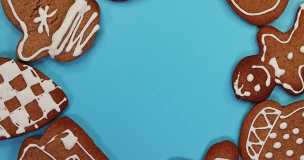 姜饼旋转 烘焙的假日 圣诞烘焙背景 — 图库视频影像