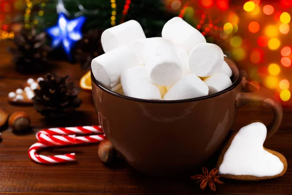 Christmas Drink Cup Cocoa Marshmallows — Foto de Stock