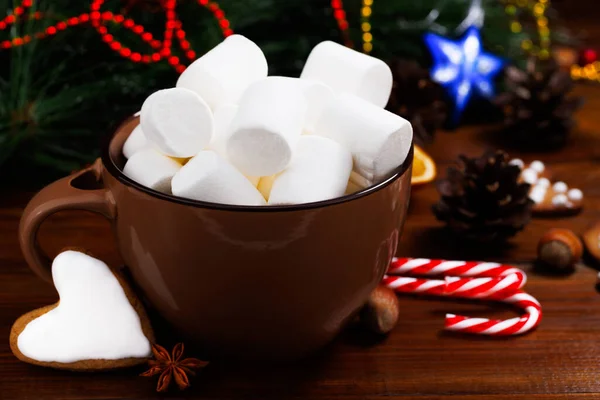 Christmas Drink Cup Cocoa Marshmallows — Foto de Stock
