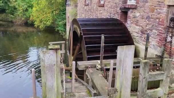 Old Water Mill River Grinding Mill Super Slow Motion — Video